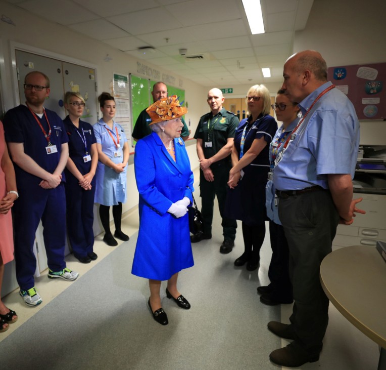 Britain's Queen Elizabeth visits the Royal Manchester Children's Hospital in Manchester