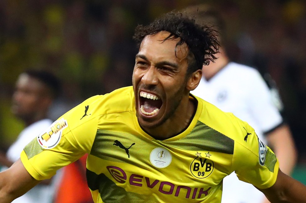 Borussia Dortmund's Pierre-Emerick Aubameyang celebrates scoring their second goal