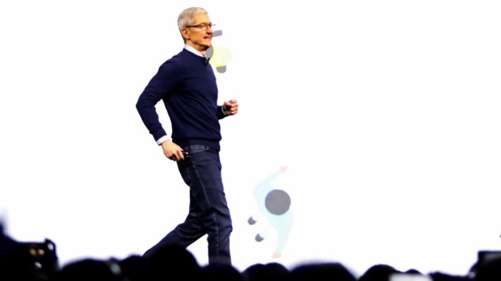 Tim Cook speaks during Apple's annual developer conference in San Jose