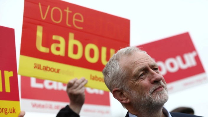 FILE PHOTO: Jeremy Corbyn the leader of Britain's opposition Labour Party speaks during a campaign event in Harlow