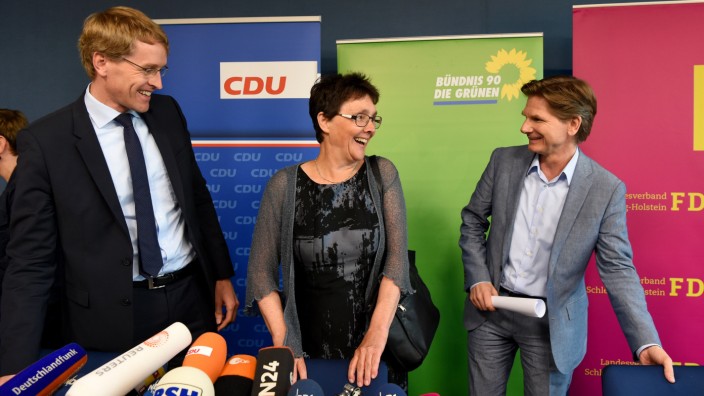 Pressekonferenz zu Koalitionsverhandlungen in Kiel