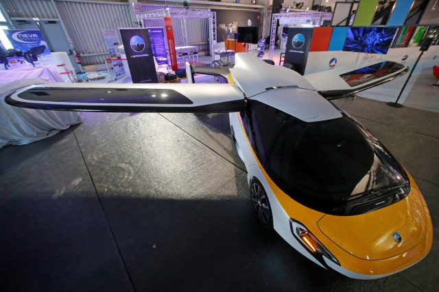 Aeromobil flying car is seen on display, before the opening of the 52nd Paris Air Show at Le Bourget airport near Paris