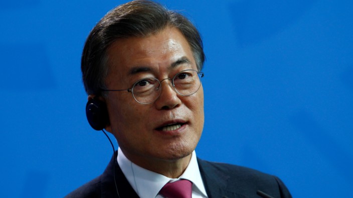 South Korean President Moon Jae-in attends news conference in Berlin