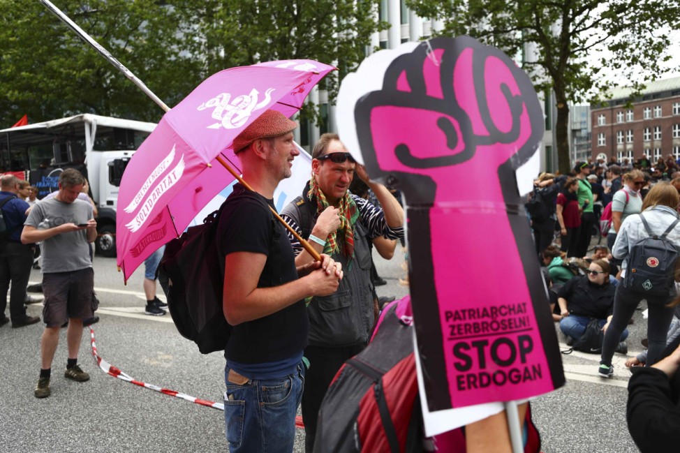 Protesters attend demonstrations at the G20 summit in Hamburg