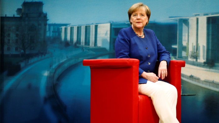 German Chancellor Merkel arrives for a TV interview by ARD public broadcaster in Berlin