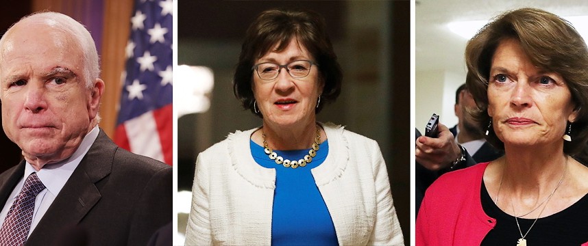 US-Senat: Die drei republikanischen Senatoren, die dagegen gestimmt haben: John McCain, Susan Collins und Lisa Murkowski (von links nach rechts).