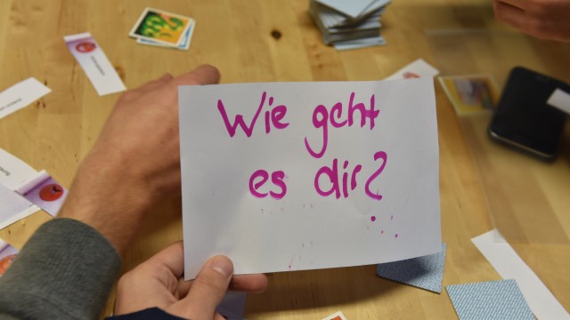 Deutschkurs für Flüchtlinge in der Bayernkaserne in München, 2015