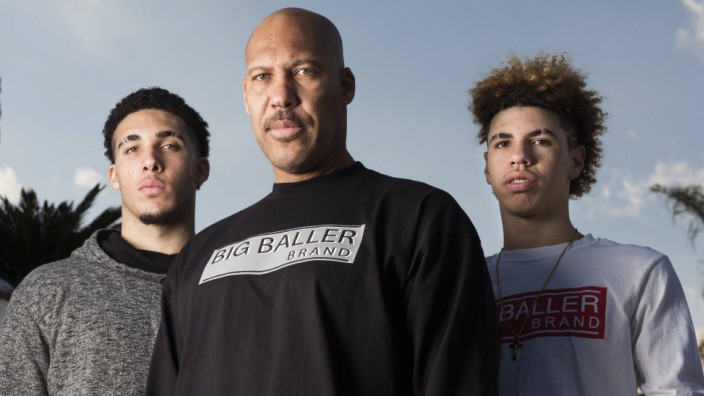 February 22 2017 Chino Hills CA USA LaVar Ball center is shown with his sons and Chino Hill