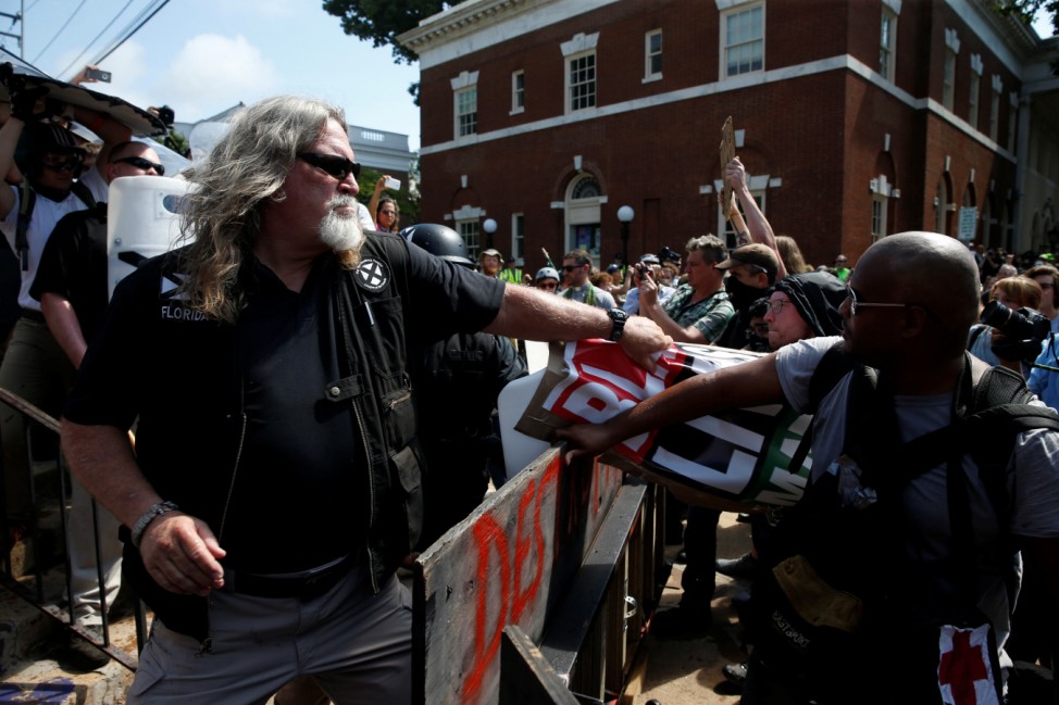 Members of white nationalists clash a group of counter-protesters in Charlottesville Virginia
