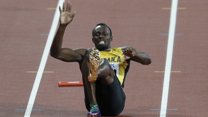Pressestimmen zu Usain Bolt: Am Boden: Usain Bolt in seinem letzten Rennen.