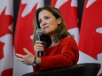 Canada's Foreign Minister Freeland speaks during an event at the University of Ottawa in Ottawa