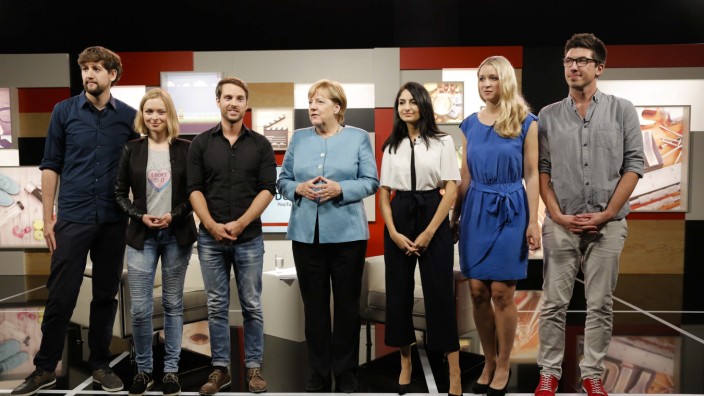 Angela Merkel bei der Studio71-Produktion #DeineWahl