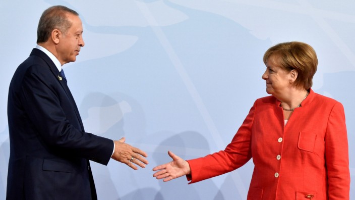 Angela Merkel und Recep Tayyip Erdogan 2017 in Hamburg