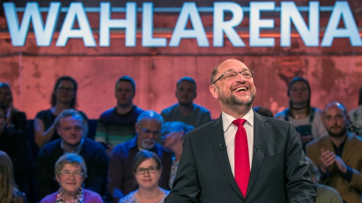 Kanzlerkandidat Schulz in Wahlarena
