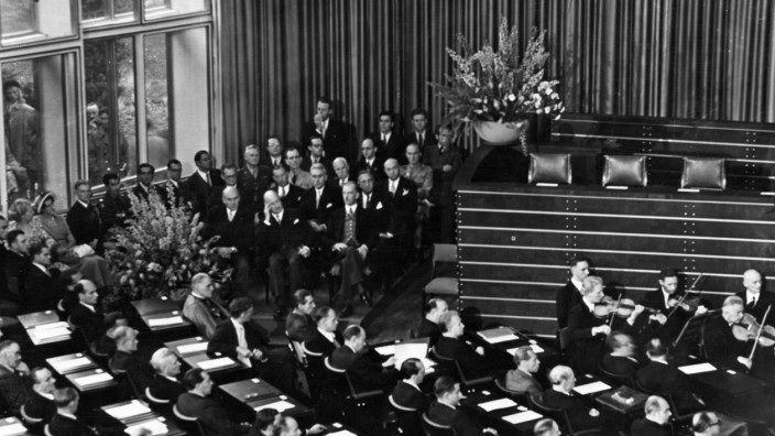 Alliierten Hohe Kommissare bei der Eröffnung des Deutschen Bundestags in Bonn, 1949