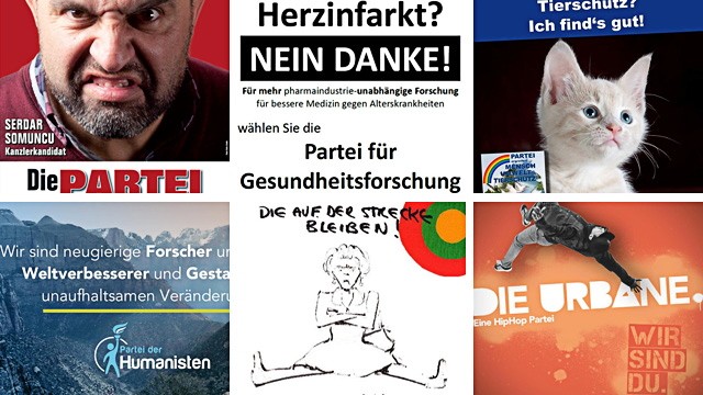 Bundestagswahl: Eine bunte Auswahl der Splitterparteien, die sich neben den etablierten Parteien zur Wahl stellen.