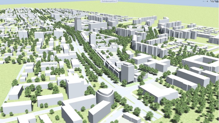 Stadtplanung: Der Rahmenplan schlägt auf der Südseite der B304 eine dichtere Bebauung vor - an zwei Stellen mit zusätzlichen, hohen Gebäuden.
