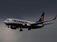 FILE PHOTO:A Ryanair plane prepares to land at Manchester Airport in Manchester