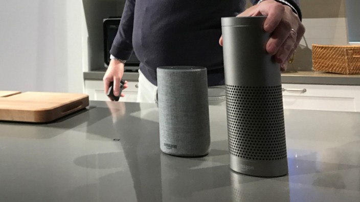 Amazon.com Inc., Senior Vice President David Limp shows new voice-controlled Echo and Echo Plus devices announced at an event in the retailer's headquarters in Seattle