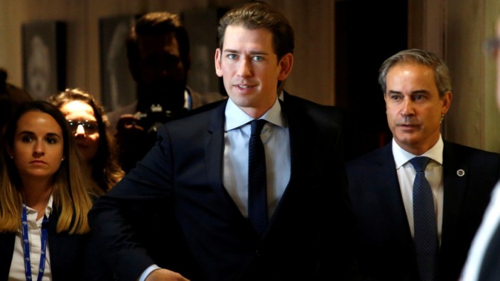 Austrian's Foreign Minister Sebastian Kurz arrives at the EC headquarters ahead of a meeting with European Commission President Jean-Claude Juncker in Brussels