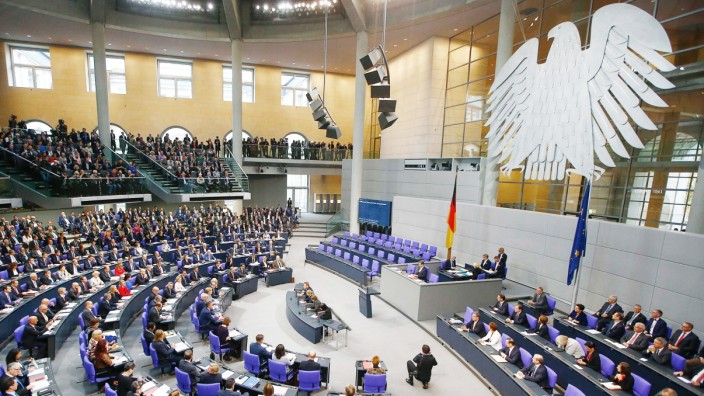First plenary session at the German lower house of Parliament after general elections in Berlin