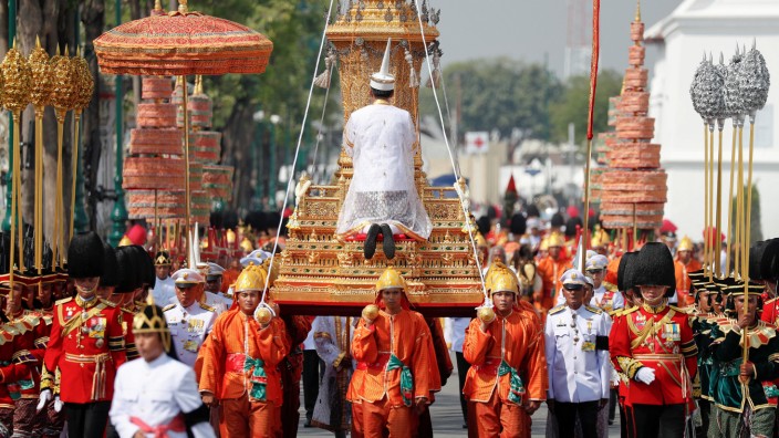The Royal Urn of Thailand's late King Bhumibol Adulyadej is carried during the Royal Cremation ceremony at the Grand Palace in Bangkok