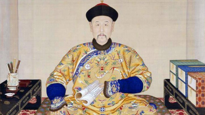 China: Emperor Qianlong (1711 - 1799) at his writing table.