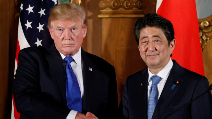 Trump meets with Abe at Akasaka Palace in Japan