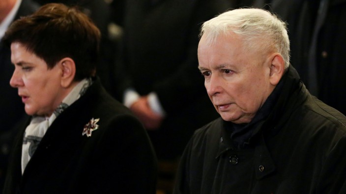 Kaczynski, leader of the ruling party Law and Justice and Prime Minister Szydlo attend a mass during celebrations marking 99th anniversary of Polish independence at the Wawel Cathedral in Krakow