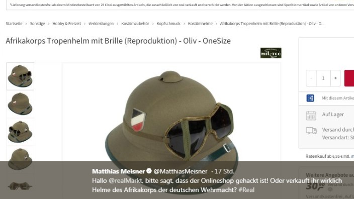 Supermarktkette: Tagesspiegel-Korrespondent Matthias Meisner auf Twitter über die Nazi-Fanartikel im Onlineshop bei Real