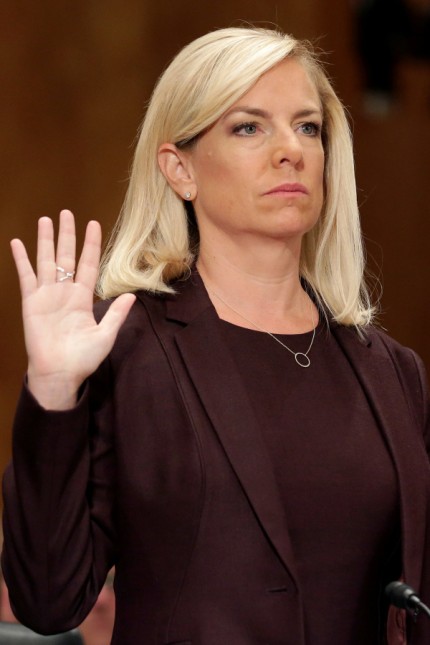 FILE PHOTO: Kirstjen Nielsen testifies on her nomination to be secretary of the Department of Homeland Security in Washington