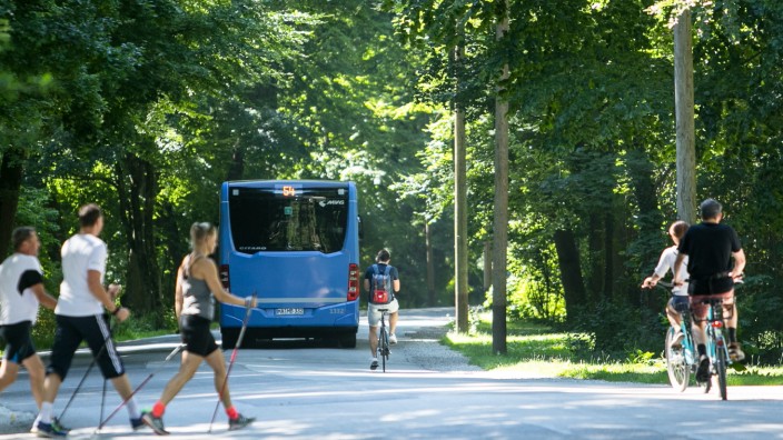 Busverkehr durch den Englischen Garten in München, 2017