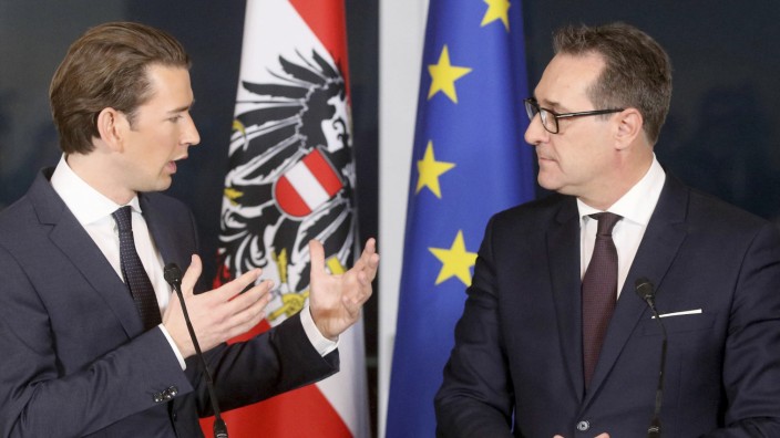 Österreich: Der neue Kanzler Kurz (links) gibt sich proeuropäisch, sein Koalitionspartner polemisierte gegen die EU.