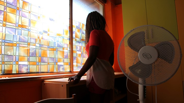 Nigerian ex-prostitute 'Beauty' (a pseudonym), poses in a social support centre for trafficked girls near Catania in Italy