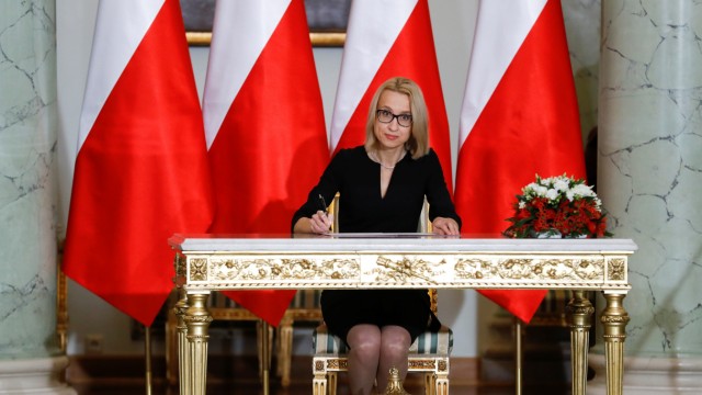 Teresa Czerwinska  Poland's new Finance Minister attends a government swearing-in ceremony at the Presidential Palace in Warsaw
