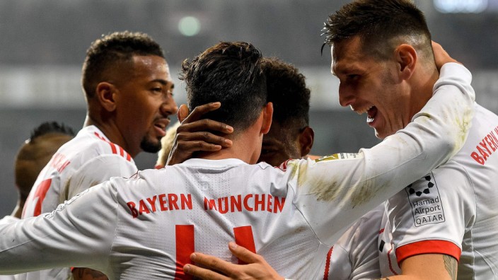 Bundesliga: Der FC Bayern feiert seinen Sieg zum Rückrundenstart gegen Bayer Leverkusen.