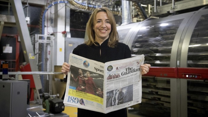Neues Format: Katharine Viner, Jahrgang 1971, ist seit 2015 die erste Chefin in der Geschichte des britischen Guardian. Sie hat ehrgeizige Pläne, aber wenig Geld: Ihr Blatt muss sparen.