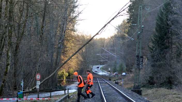 Hechendorf Bahn Gleise umgestürzter Baum