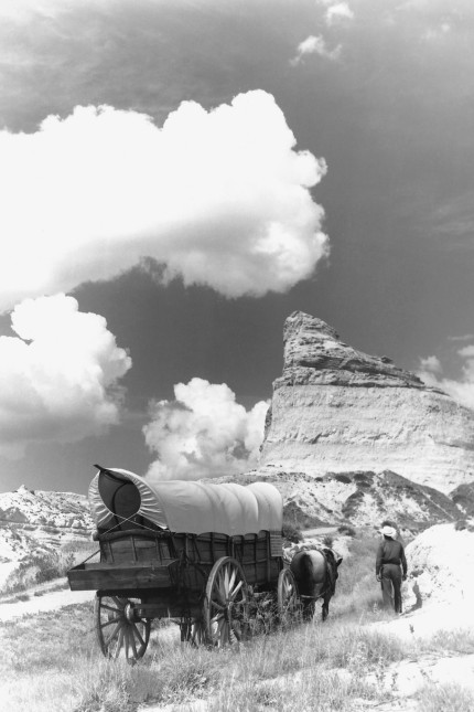 Reisepionierin Amelia Stewart Knight: Fürs Foto nachgestellt: ein Planwagen auf dem Oregon Trail