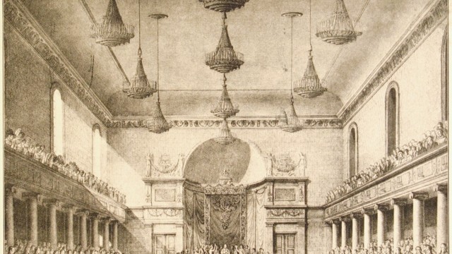 Eröffnung der ersten Bayerischen Ständeversammlung am 4. Februar 1819 in einem Stich Domenico Quaglios. Mit dabei: der Falkenberger Abgeordnete Anton von Hofstetten. (Wikimedia Commons)