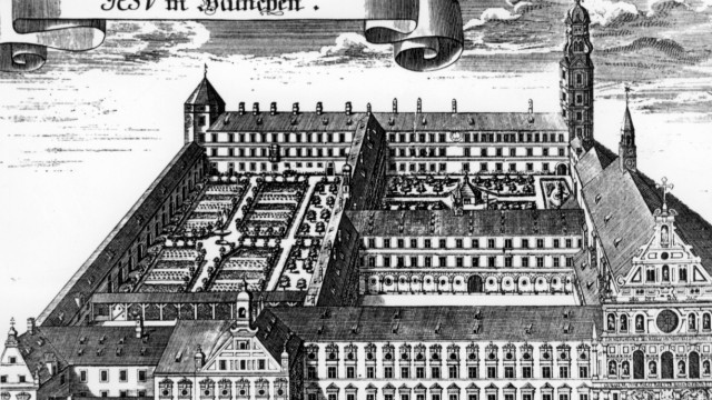 Jesuitenkolleg mit der Kirche St. Michael in München, um 1700