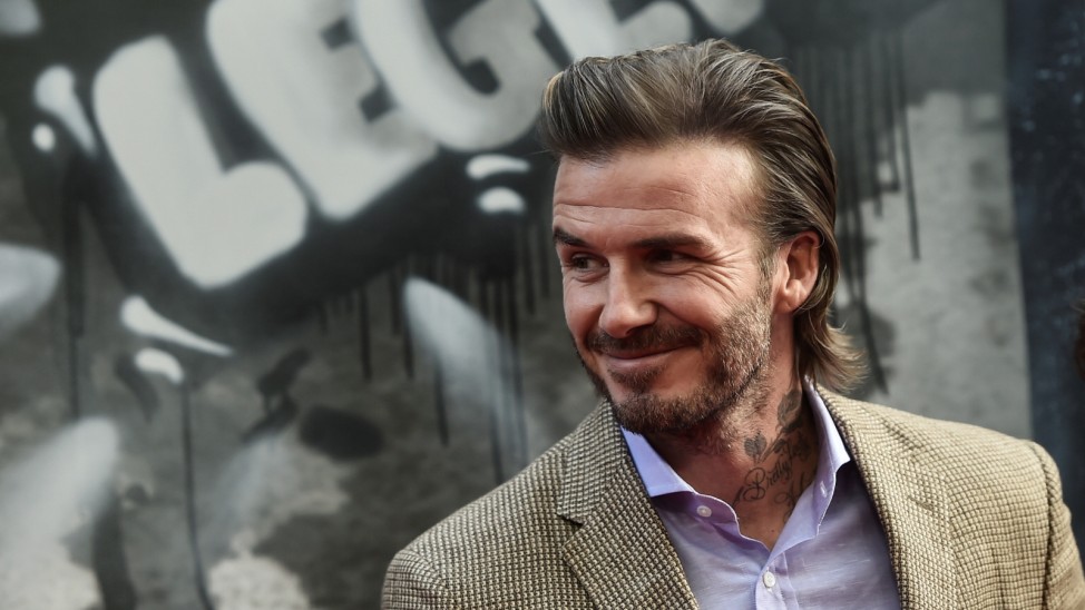 David Beckham poses at the European premiere of 'King Arthur: Legend of the Sword' in London