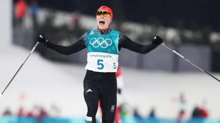 Nordische Kombination: Eric Frenzel gewinnt Gold von der Normalschanze bei den Olympischen Winterspielen 2018 in Pyeongchang.