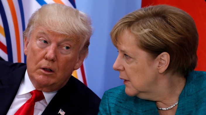 Donald Trump und Angela Merkel auf dem G20-Gipfel 2017 in Hamburg.