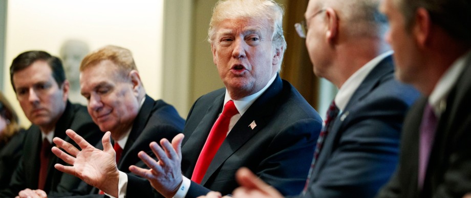 US-Präsident Donald Trump bei einem Treffen mit den Vorständen von Stahl-und Aluminiumfirmen im Weißen Haus.