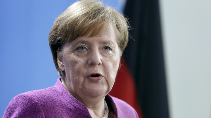 Angela Merkel auf einer Pressekonferenz 2018 in Berlin.