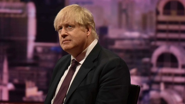 Britain's Foreign Secretary Boris Johnson is seen appearing on the BBC's Andrew Marr Show in this photograph received via the BBC in London