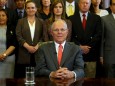Peru's President Pedro Pablo Kuczynski addresses to the nation as he resigns at the Presidential Palace in Lima