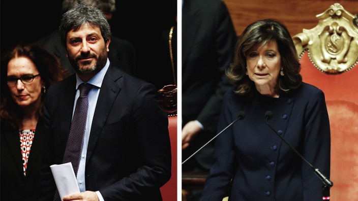 Italien: Der Grillino und die Super-Berlusconianerin der ersten Stunde: Roberto Fico, 42, ist Präsident des Abgeordnetenhauses; Elisabetta Alberti Casellati, 71, steht künftig als erste Frau dem Senat vor.