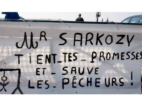 Protest französischer Fischer gegen Frankreichs Präsident Nicolas Sarkozy, Foto: AP